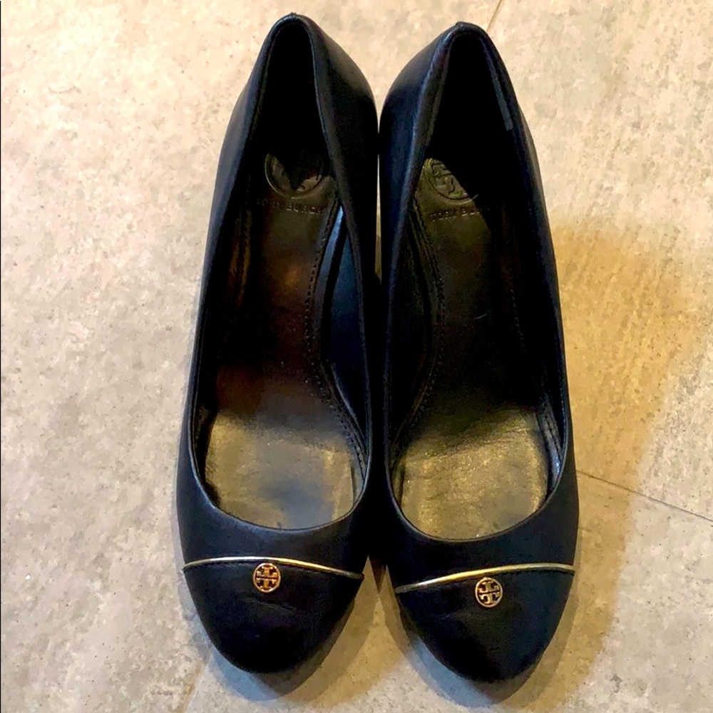Tory Burch black wedged heels